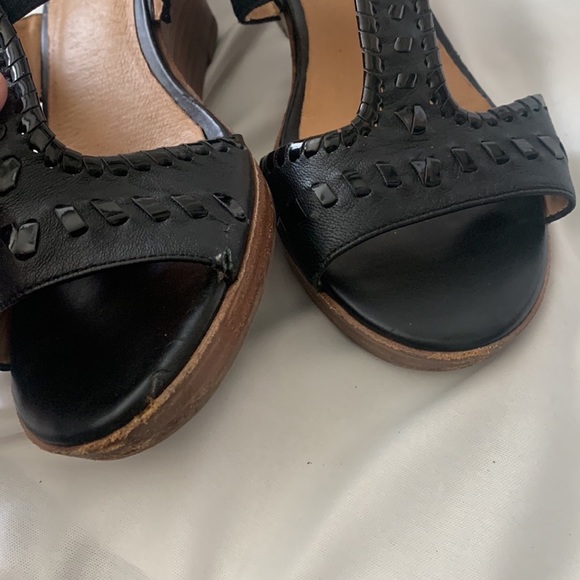 JACK ROGERS NORA Black Leather WEDGE SANDALS - Picture 5 of 8